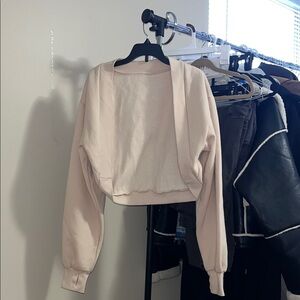 SHEIN Light Cream Cropped Hoodie